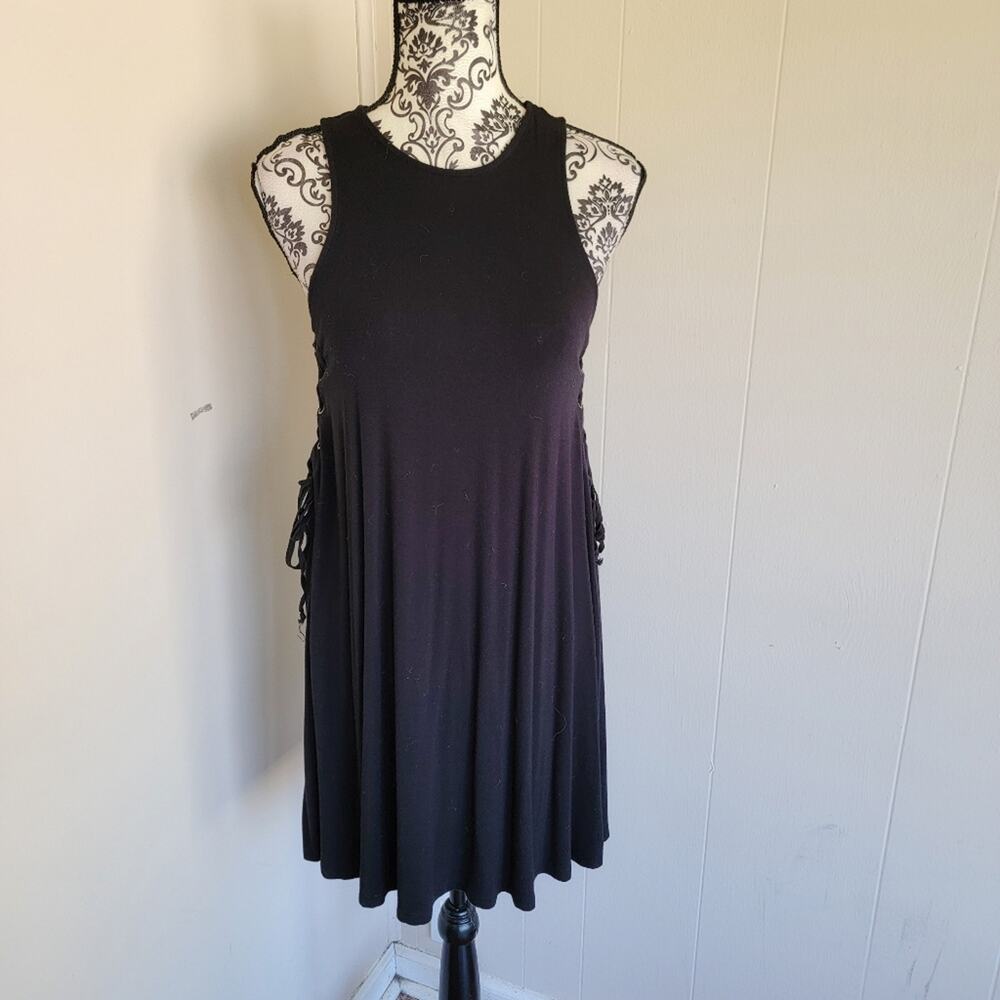 American Eagle Outfitters Soft & Sexy Black Side Tie Mini Swing Dress